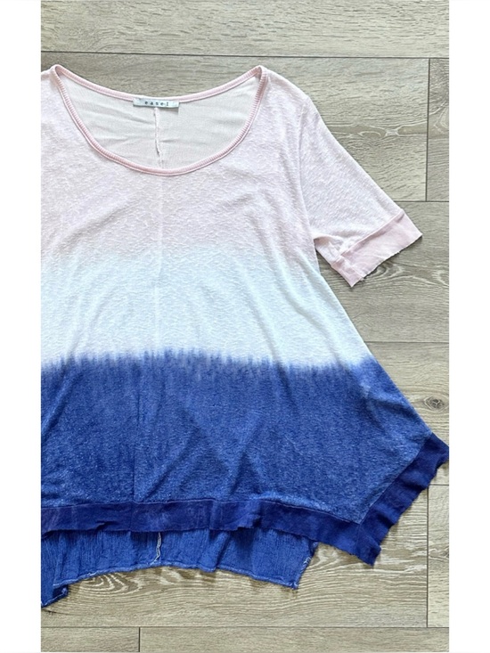 easel Tops - Easel Ombre Dip Dye Sharkbite Hem Tunic Top Oversized Rayon Slub Knit